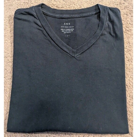 Save Khaki United SKU V-Neck Blue Short Sleeve T-Shirt 2474 Made in USA Men's S - Picture 1 of 6
